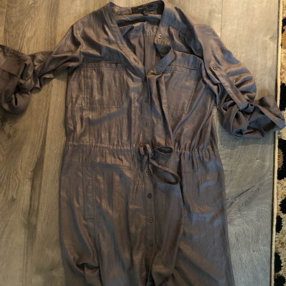 BCBG dress in shiny army green